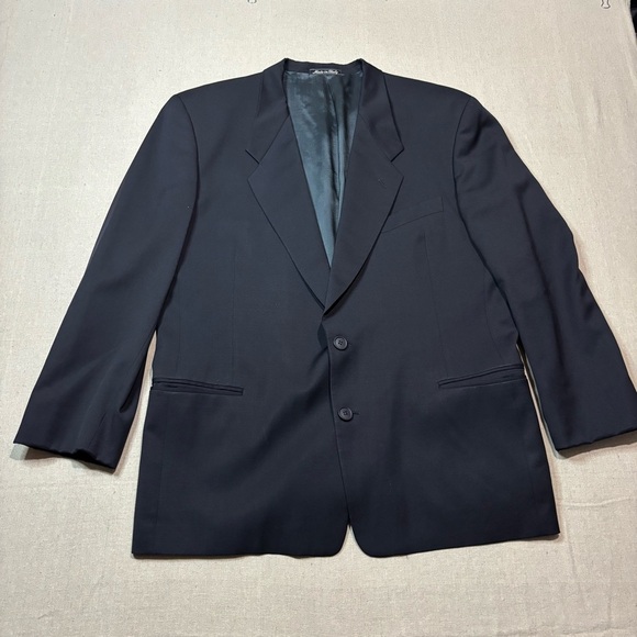Vintage Giorgio Armani Le Collezioni Mens Blue Wool Sport Coat Suit Blazer 42R - Picture 1 of 12